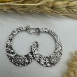 Boucles d'oreilles Agnès acier inoxydable argenté avec soleil strassé