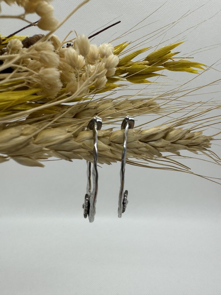 Boucles d'oreilles Agnès acier inoxydable argenté avec soleil strassé