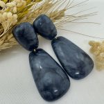Boucles d'oreilles fantaisie à clips bleues et dorées - pour oreilles non percées