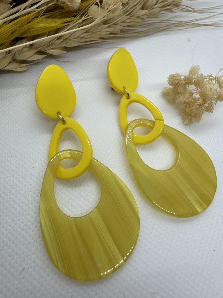Boucles d'oreilles à clips Fateha jaunes - pour oreilles non percées